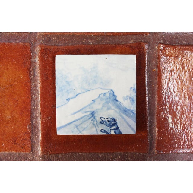 This original Antique Dog Scene Portuguese Tile was made in Portugal in the period of 1706–1750! The tile is made of an...