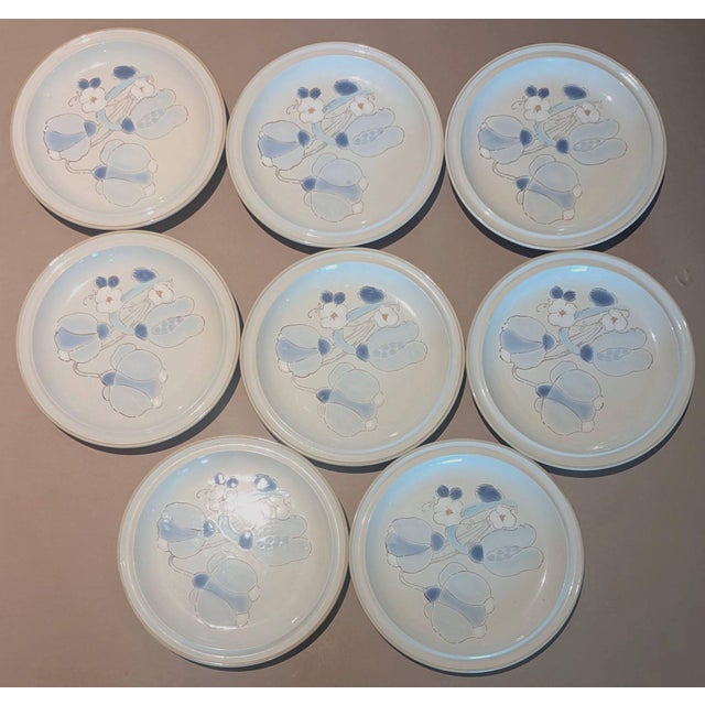 Offered is a set of 8 vintage stoneware International China brand "Ocala SY 6270" pattern from the Whitestone collection...