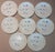 Offered is a set of 8 vintage stoneware International China brand "Ocala SY 6270" pattern from the Whitestone collection...