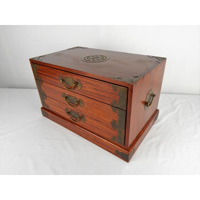Asian Teak Flatware Box With Brass Mounts Chairish