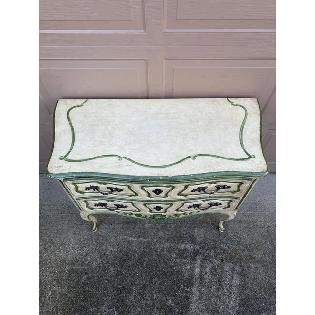 Cream Bodart Louis XV Painted Chest in Sage and Cream, a French Country Revival For Sale - Image 8 of 16