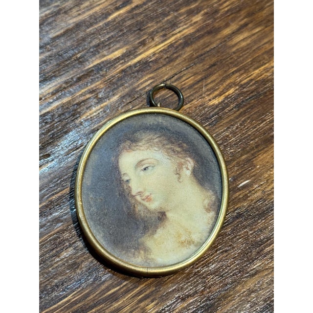 Antique Portrait Painting Pendant- 19th Century For Sale - Image 4 of 11