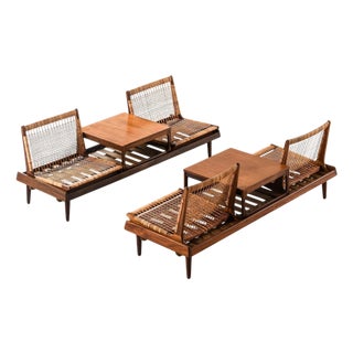 Sofas in Cane and Teak by Hans Olsen, 1957, Set of 2 For Sale