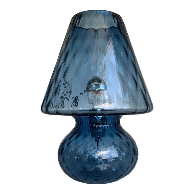 Blue Murano Style Glass With "Ballotton" Lamp For Sale