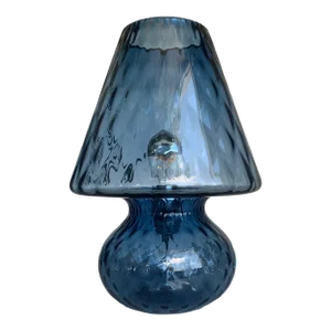 Blue Murano Style Glass With "Ballotton" Lamp
