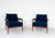 1960s Set of Mid-Century Modern Armchairs in Wood and Blue Boucle Fabric, Italy, 1960s For Sale - Image 5 of 9