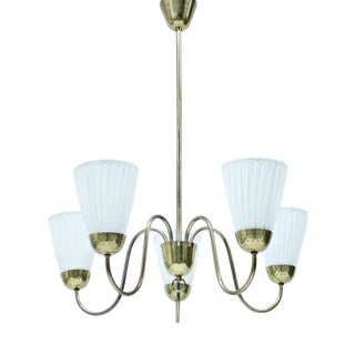 Swedish Modern Brass Chandelier from Bergboms, 1940s For Sale