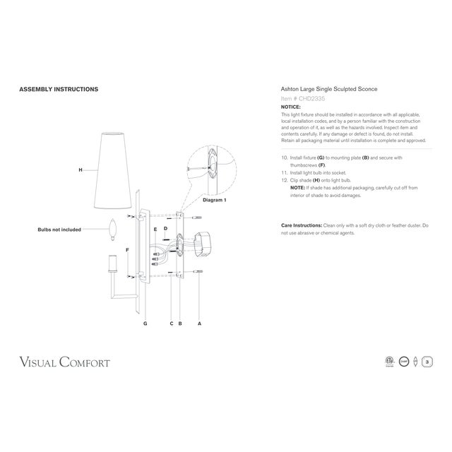 Chapman & Myers for Visual Comfort Signature Ashton Large Single Sculpted Sconce in Plaster White with Linen Shade For Sale - Image 9 of 9