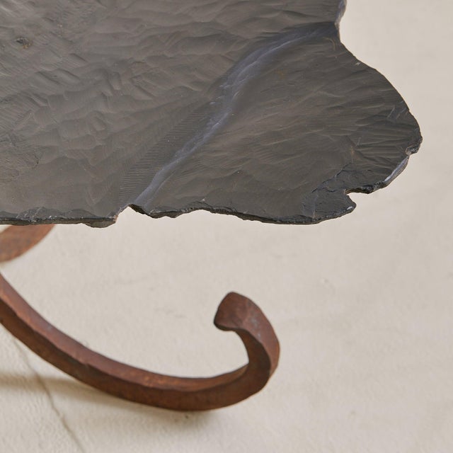 Brown Italian Iron Coffee Table with Organic Slate Top, 1970s For Sale - Image 8 of 10