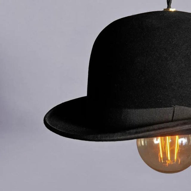 Vintage English Bowler Hat Pendant Lamp For Sale - Image 5 of 7