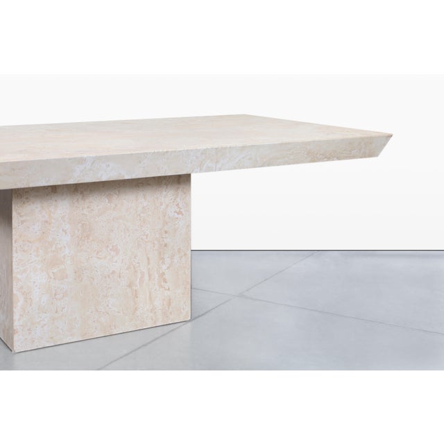 1980s Italian Modernist Travertine Dining Table For Sale In Los Angeles - Image 6 of 12