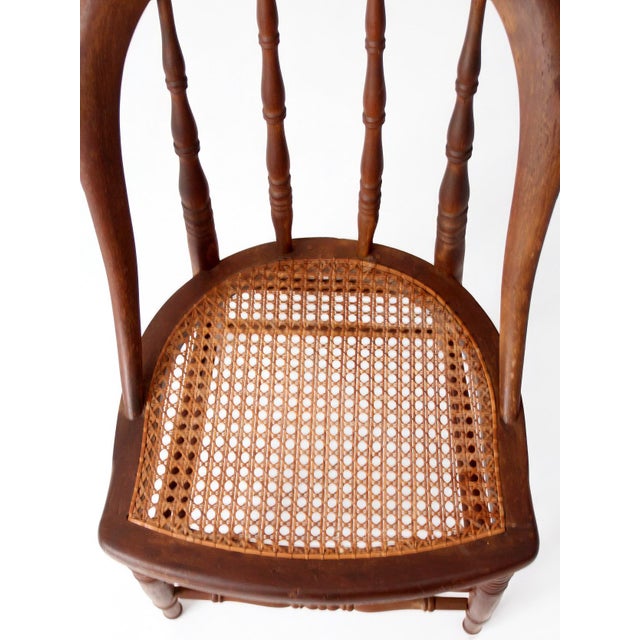 Farmhouse Antique Windsor Bow Back Chair With Cane Seat For Sale - Image 3 of 17