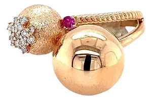 Natural Diamond and Pink Sapphire Rose Gold Cocktail Ring, Size 7