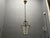 Metal Vintage Brass Etched Glass Latern Pendant Light, 1950s For Sale - Image 7 of 9