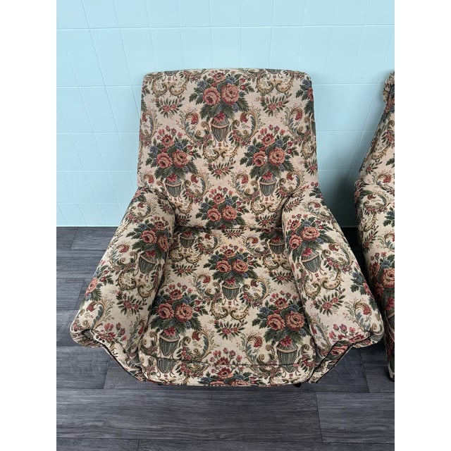 Vintage Italian Armchairs in Floral Upholstery, 1950s, Set of 2 For Sale - Image 14 of 15