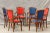 1970s Red and Blue Dining Chairs, Set of 6 For Sale - Image 5 of 7