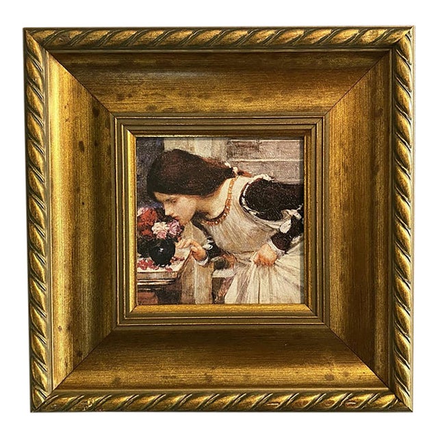 Mid 20th Century, Framed Print: The Shrine, by J. Wm. Waterhouse, Textured Giclee Gold Rope Twist 11.75" For Sale
