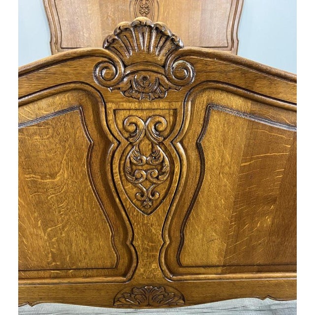 Wood Vintage French Louis XVI Double Bed Frame in Oak For Sale - Image 7 of 13