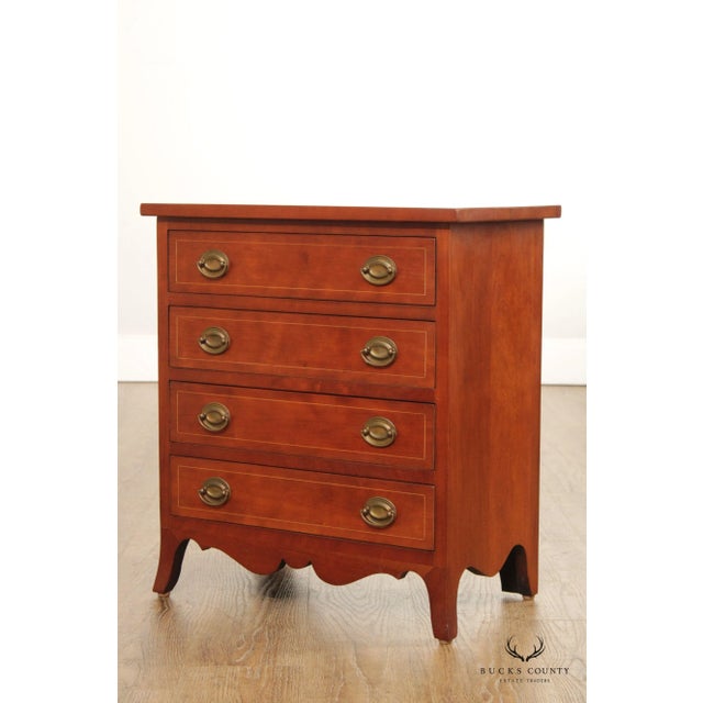 Early 20th Century Custom Quality Hepplewhite Style Cherry Inlaid Diminutive Chest of Drawers For Sale - Image 5 of 12