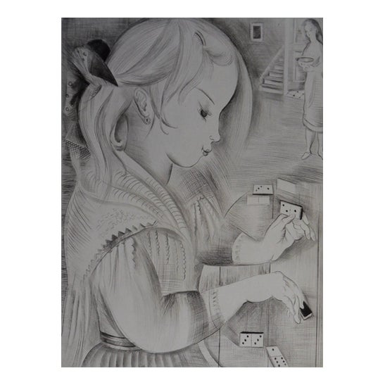 Mily Possoz, The Domino Player, Original Signed Engraving For Sale