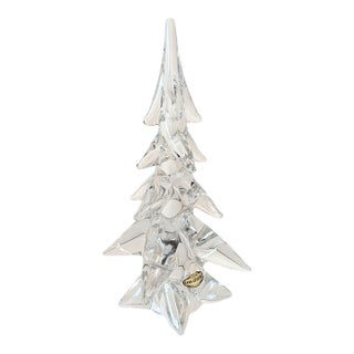 Vintage Lead Crystal Clear Glass Christmas Tree Made in Japan 11" X 7" For Sale