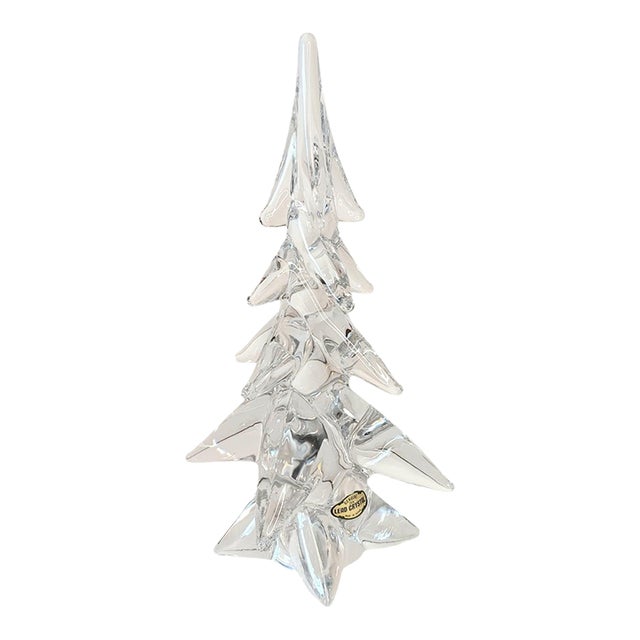 Vintage Lead Crystal Clear Glass Christmas Tree Made in Japan 11" X 7" For Sale
