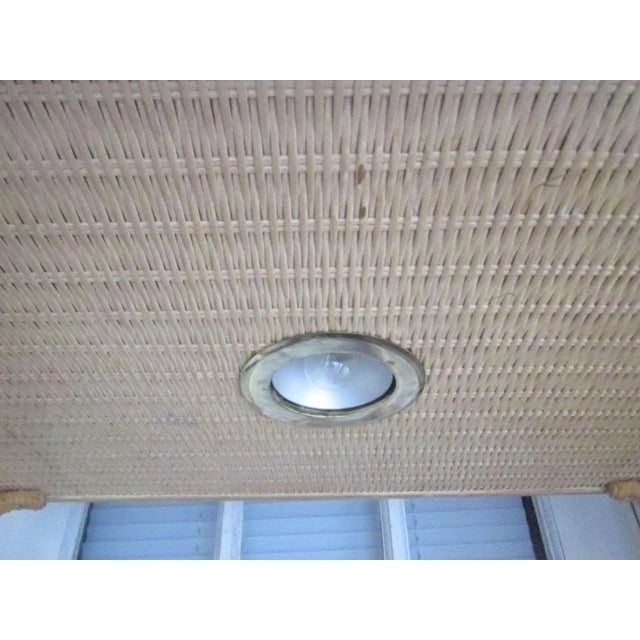 Beige 1990s Entertainment Center Hollywood Regency Henry Link Wicker Rattan Beige Set of 2 For Sale - Image 8 of 12