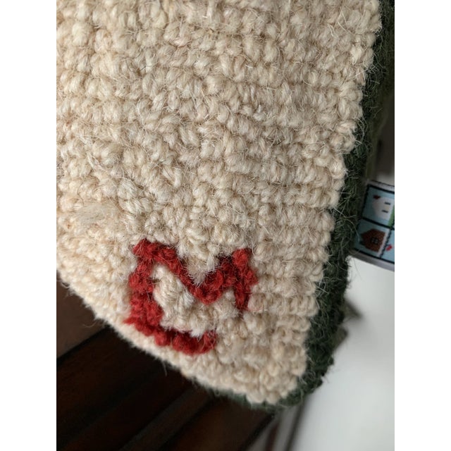 Chandlers 4 Corners Cream and Red Hand Knot Pillow With Red Snowflake / Diamond Design For Sale - Image 4 of 5