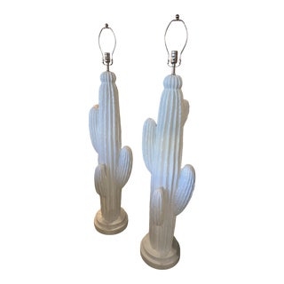 Vintage Plaster Cactus Floor Lamps Modern Palm Springs Chrome - For Sale