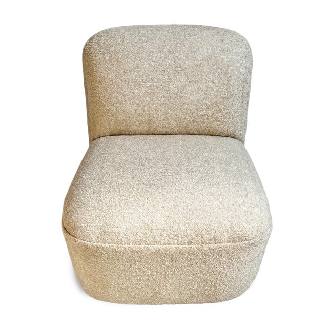 Ivory Soft Swivel Slipper Chair For Sale - Image 9 of 13