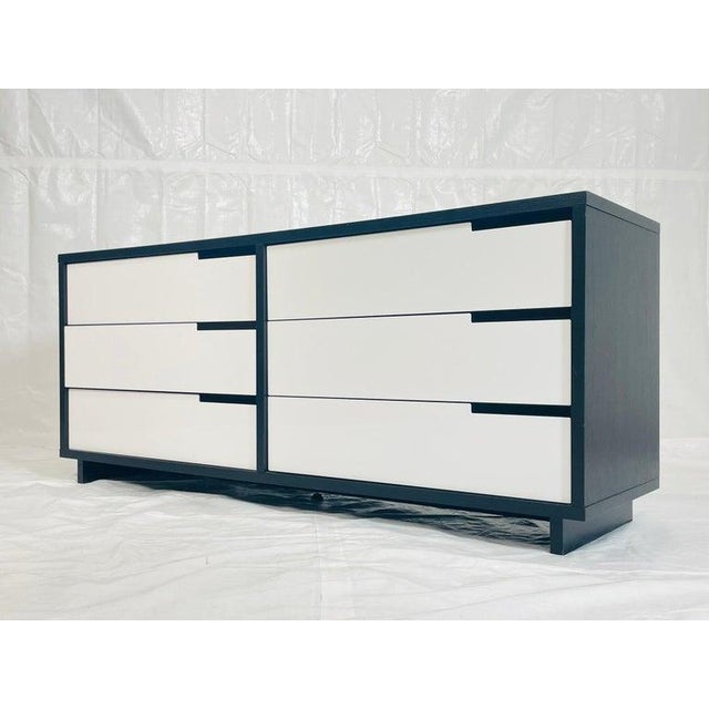 Antique White Vintage Style 6 Drawer Credenza With White Accented Drawers For Sale - Image 8 of 18