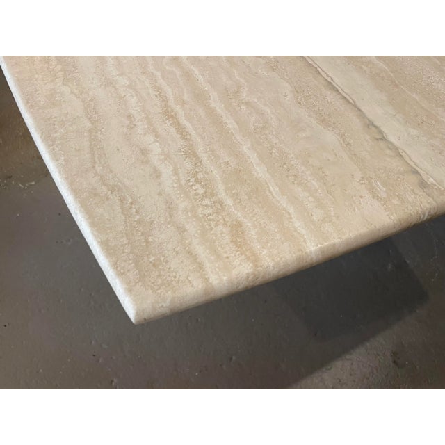 Beige Vintage 1980s Postmodern Honed Travertine Dining Table For Sale - Image 8 of 9
