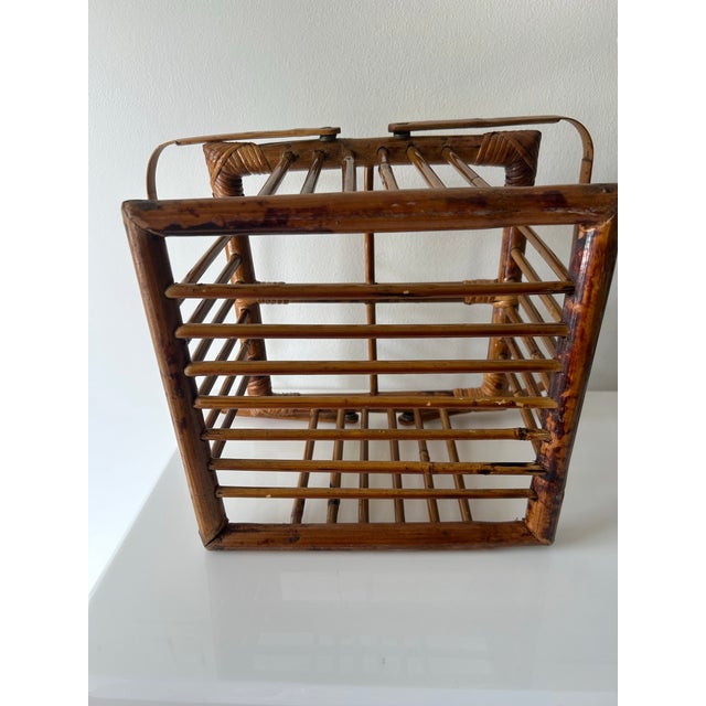 Vintage Bamboo Wine Bottle Holder For Sale - Image 11 of 11
