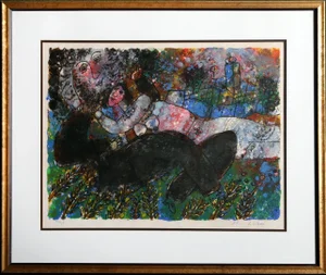 Ruth Et Booz from the Ruth Portfolio, Theo Tobiasse Lithograph on Japon, Signed and Numbered in Pencil