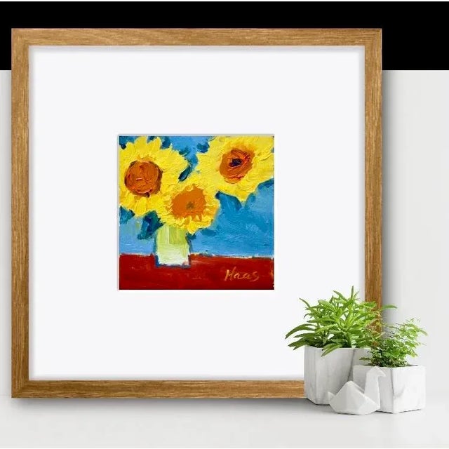 Wood Sunflower Oil Painting Contemporary Impressionist Art For Sale - Image 7 of 12