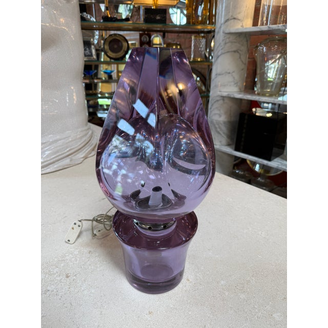 1970s 1970s Flavio Poli Seguso Sculptural Purple Murano Glass Table Lamp For Sale - Image 5 of 9