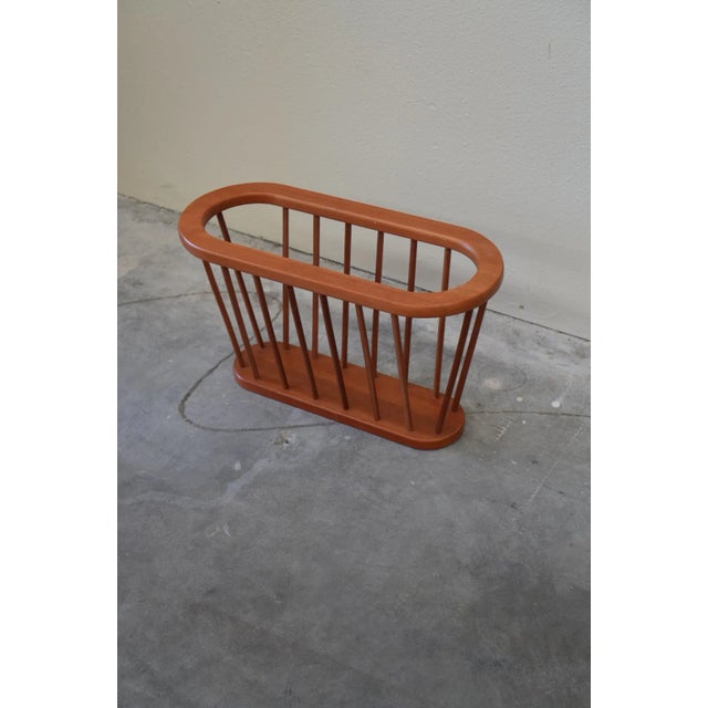 Vintage Teak Arthur Umanoff Style Spindled Magazine Rack MCM Style Made in Thailand For Sale - Image 9 of 9