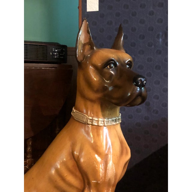 Marwal Ind. Inc. 1960s Vintage Malwar Chalk Ware Near Life Size Great Dane Sculpture For Sale - Image 4 of 12