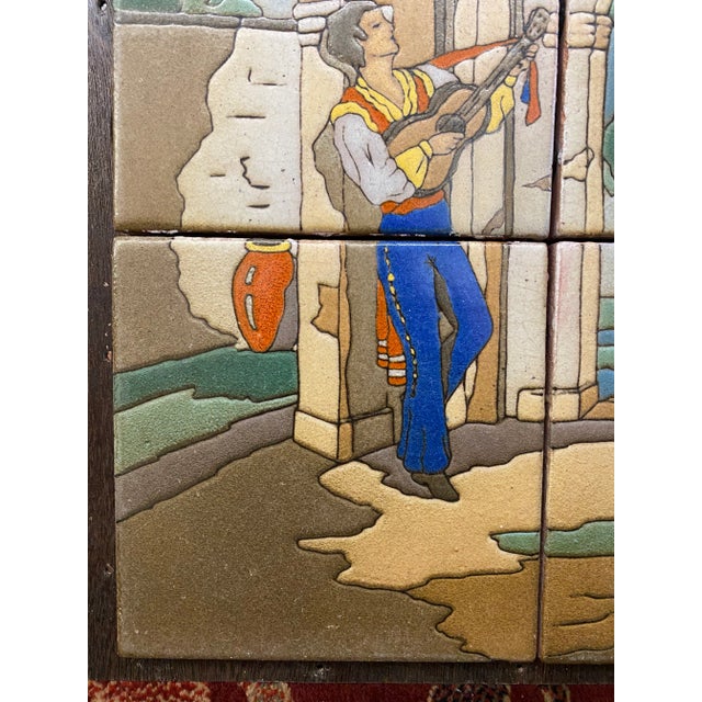 Contemporary 1930s Taylor Tile Mural “Spanish Trovador”, 6 Pieces Framed For Sale - Image 3 of 10