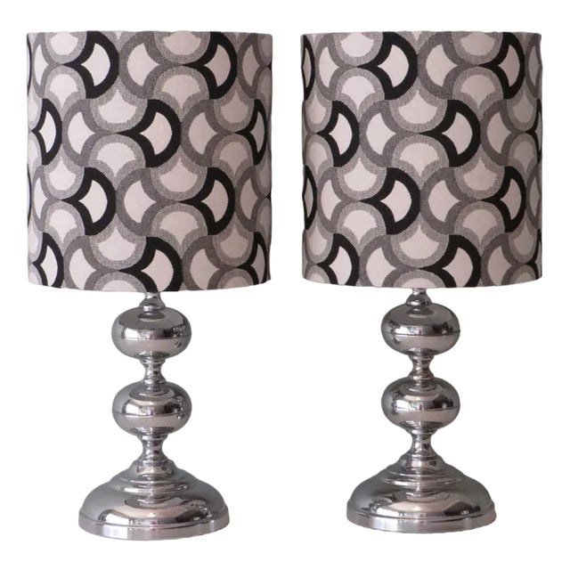 Space Age Chromed Table Lamps, 1960s, Set of 2 For Sale