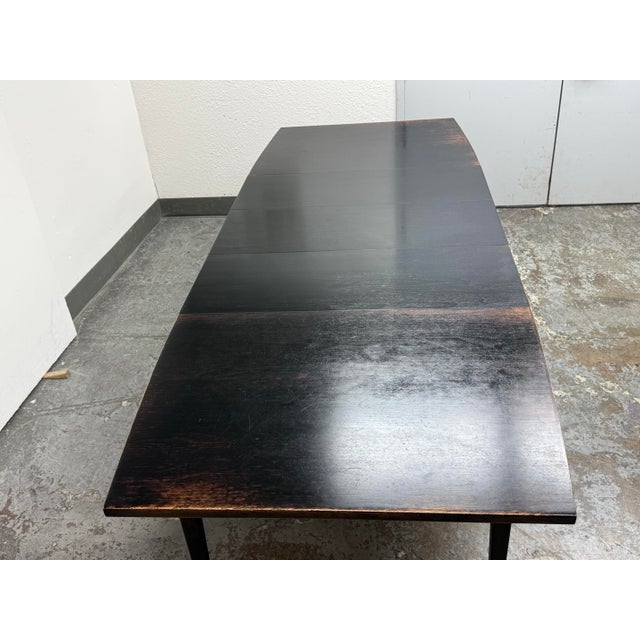 Black Mid 20th Century Modern Ebonized Walnut Extension Dining Room Table For Sale - Image 8 of 12