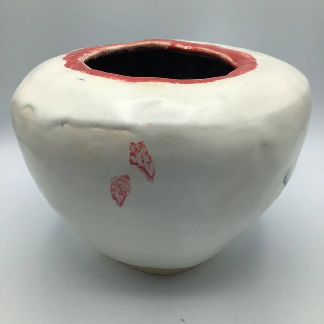 Abstract Signed Raku Style Vase/Pot For Sale - Image 3 of 13