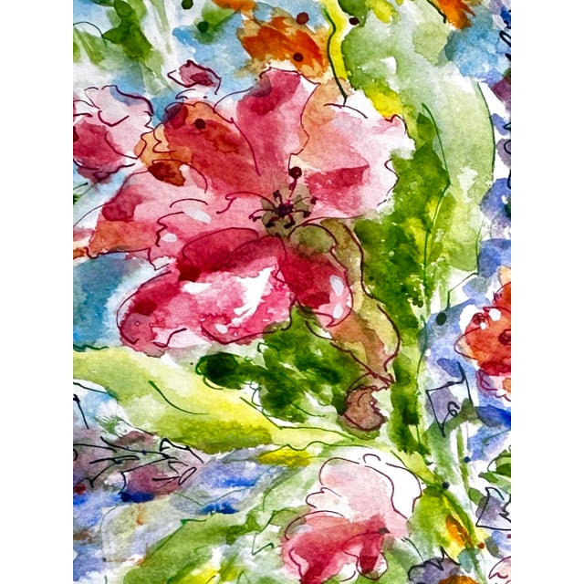 Original ink and wash watercolor painting of lilies on my flower farm. Approximately 10.5 x 9.5 inches on watercolor...