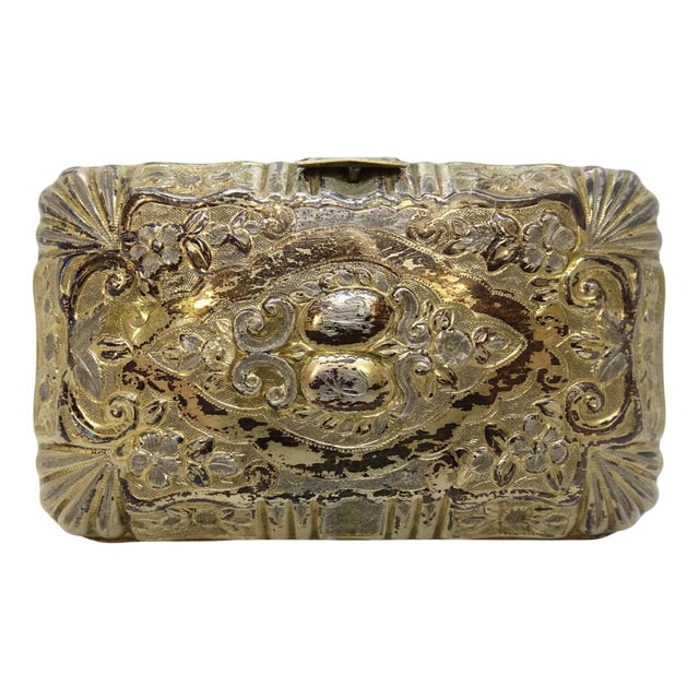 Napoleon III Cigarette Case or Jewelry Box in Gilt Silver, France, 19th Century For Sale