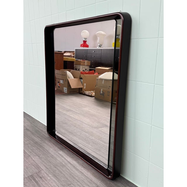 Italian Rectangular Mirror with Wooden Frame and Smoked Mirror, 1970s For Sale - Image 4 of 9