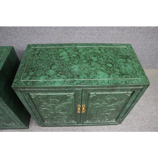 Pair of Henredon Faux Malachite Cabinets For Sale - Image 12 of 16