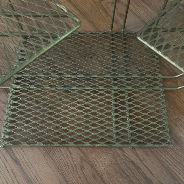 Mid-Century Modern MCM Geometric Painted Gold Metal Grate Plant Stand For Sale - Image 3 of 5