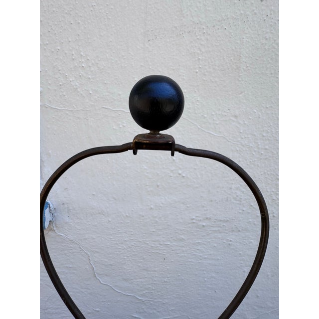 Wood Large Italian Studio Pottery Table Lamp, Volcanic Lava Glaze, Circa 1960s–70s For Sale - Image 7 of 10