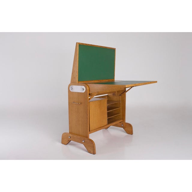 Retractable Oak Desk from Raclem, 1950s For Sale - Image 4 of 18
