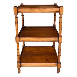 Three-Tiered Walnut Turned Wood Side Table, 1930s For Sale